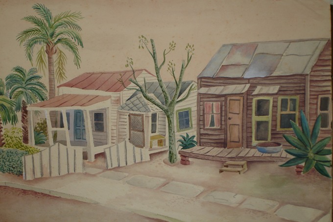 Cortez Fishermen Houses (Watercolor) 1940-50's