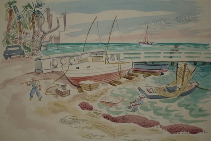 Fisherman's Port  (Watercolor) 1940-50's