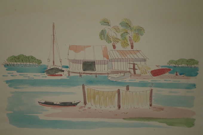 Fishing Camp  (Pen & Ink & Watercolor) 1940-50's
