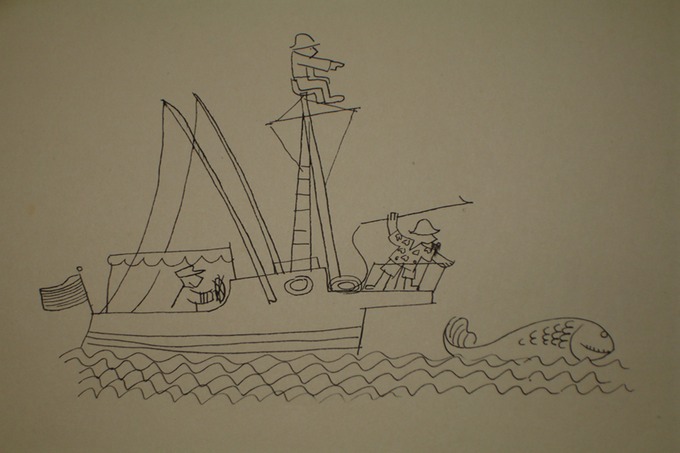 Harpooner and Fish  Martha's Vineyard  (Pen & Ink) 1956-57
