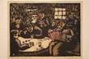 "In the Breakroom" Linoleum Block Munich Art School 1921-22