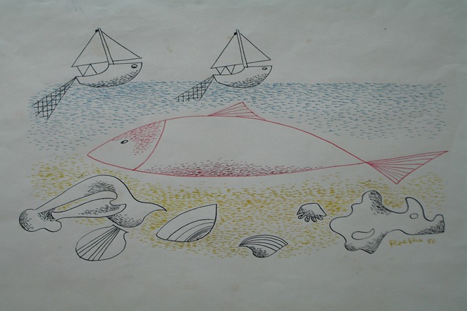 Red fish (Pen & Ink ) 1950