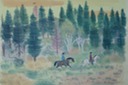 Riders in the Woods (Watercolor) 1957-59