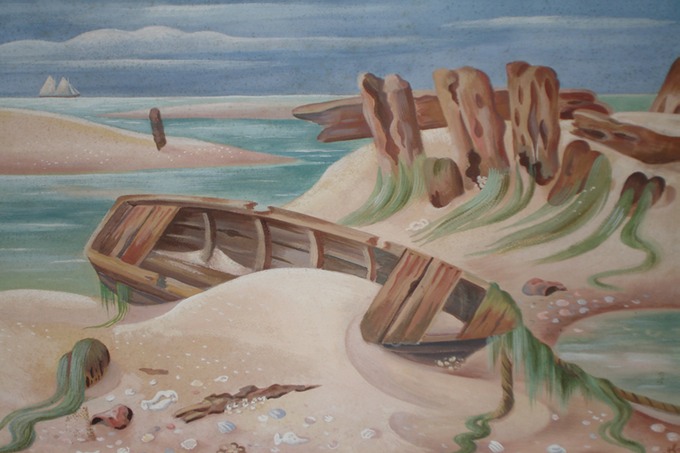 Sandlocked Boat (Watercolor) 1940-50's