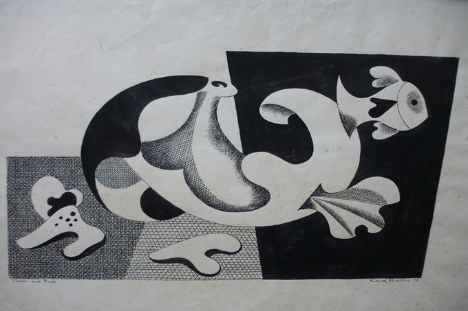 Shells and Fish (Pen & Ink) 1950's