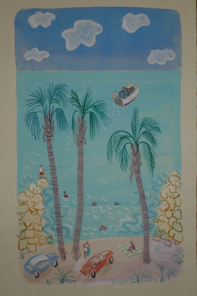 Siesta Key Beach (Watercolor) 1940-50's