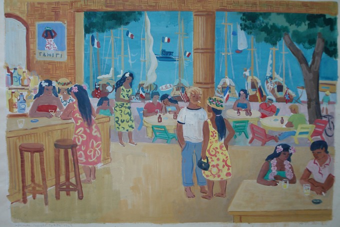Waimea  Papeete, Tahiti  (Watercolor) 1963